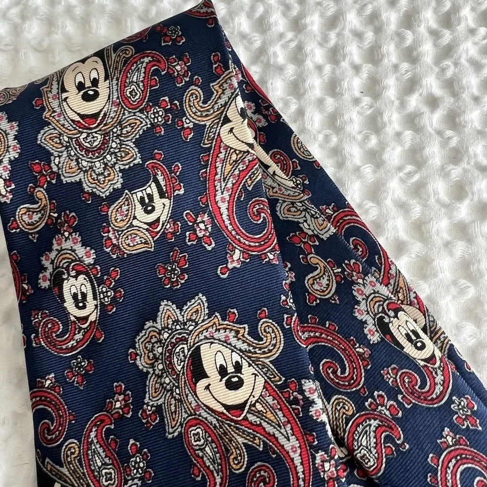 Mickey Mouse Paisley Tie Balancine Tie Works Silk Preppy Disney Vintage 90s‎